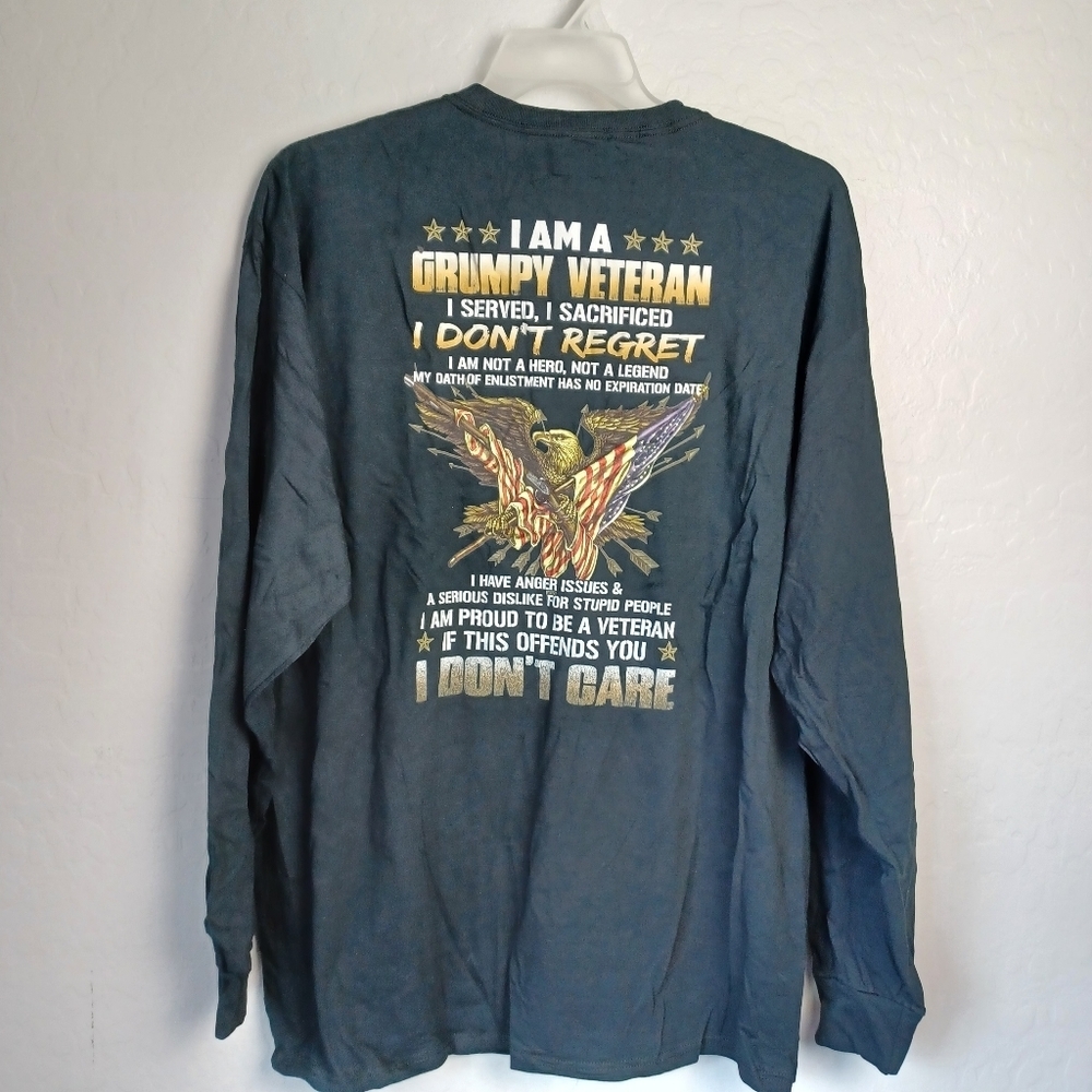 Men's Shirt Long Sleeve GRUMPY VETERAN Size 2XL Color Black